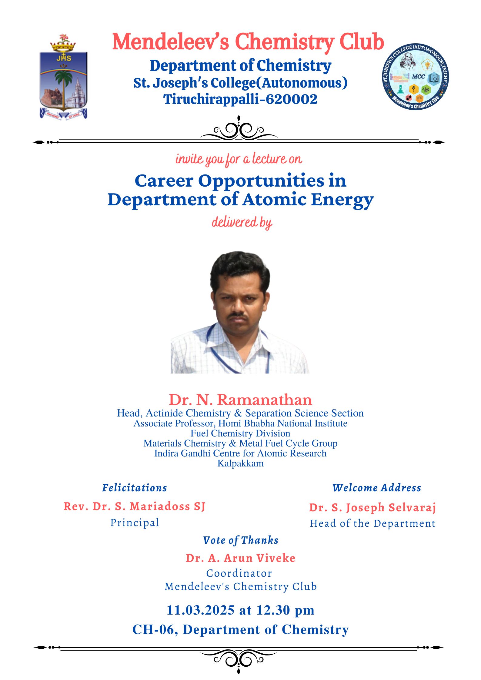 SACSE Flier for MCC Lecture at SJC-Trichy